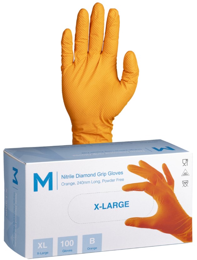 Nitrile Orange Diamond Gloves 9.0g - Image 4